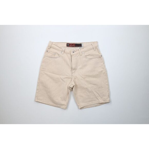 Vtg 90s Levis Silvertab Mens 32 Faded Above Knee Denim Shorts Jorts Beige USA